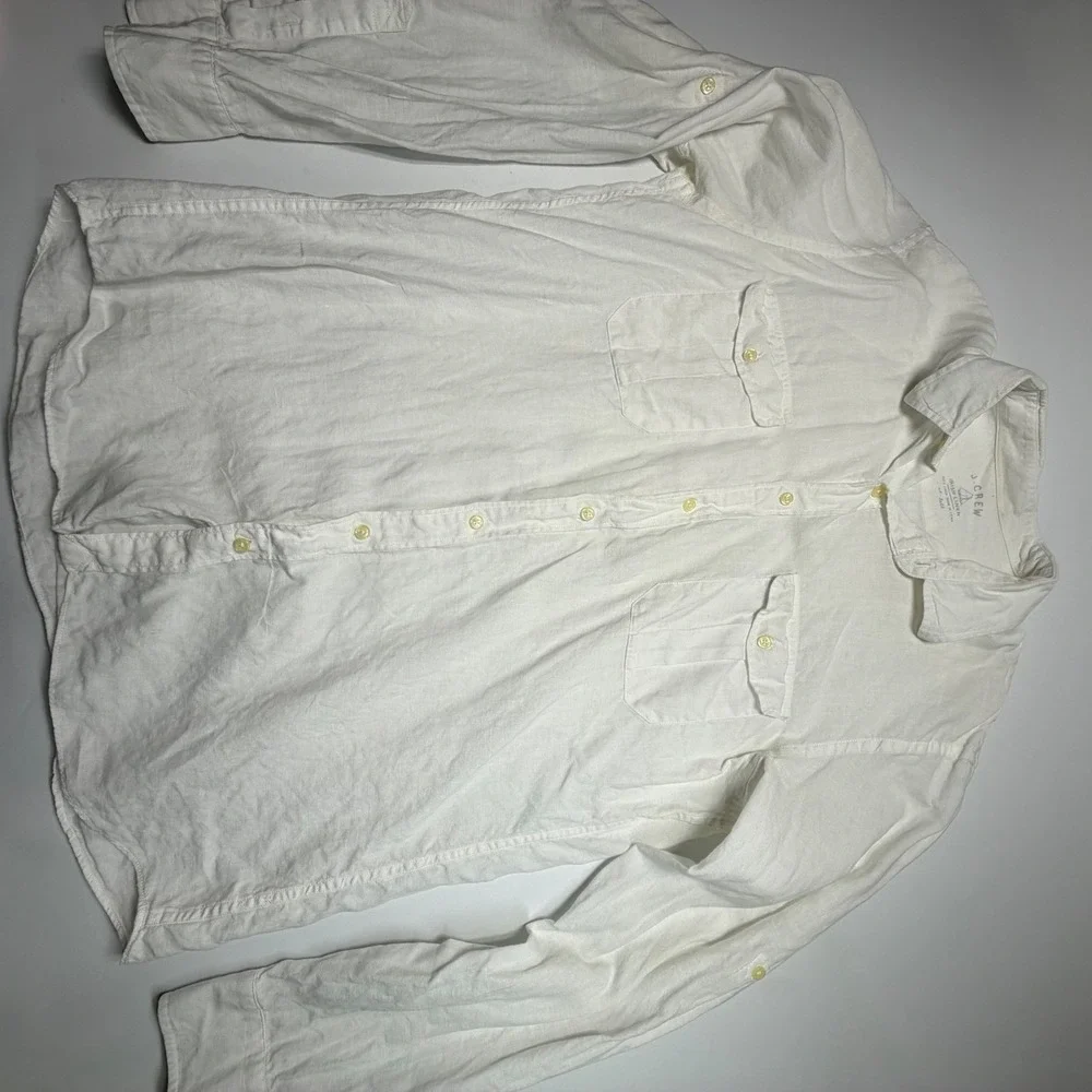 J.Crew Irish Linen Shirt XL Lot Pink Stripe Gray White Baird McNutt